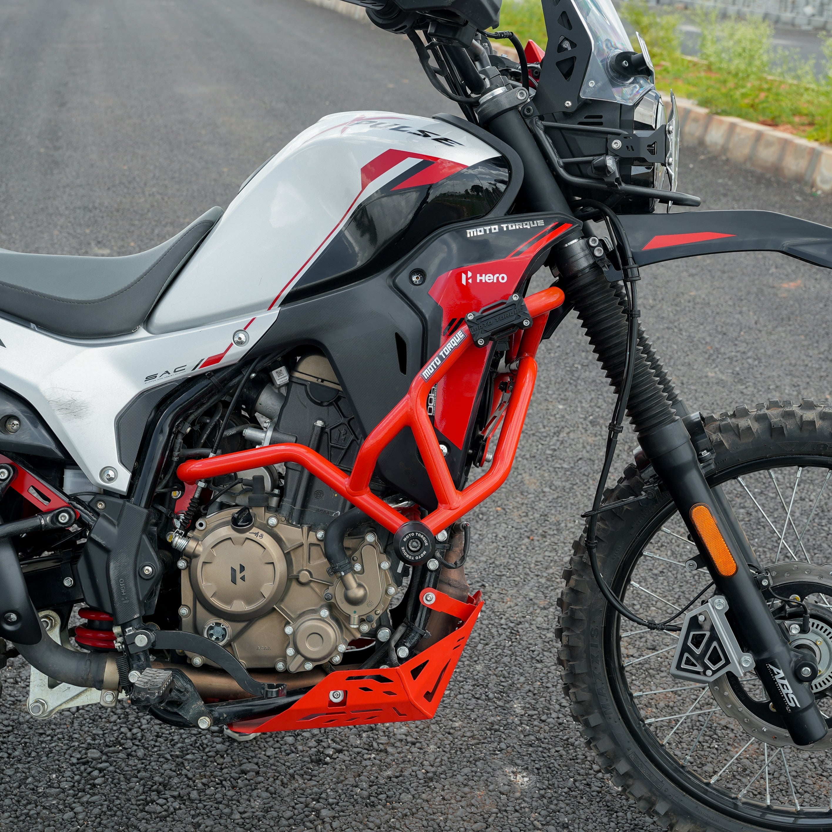 MotoTorque Titan X Crash Guard (Red) for Hero Xpulse 210 — Frame & Engine Protection