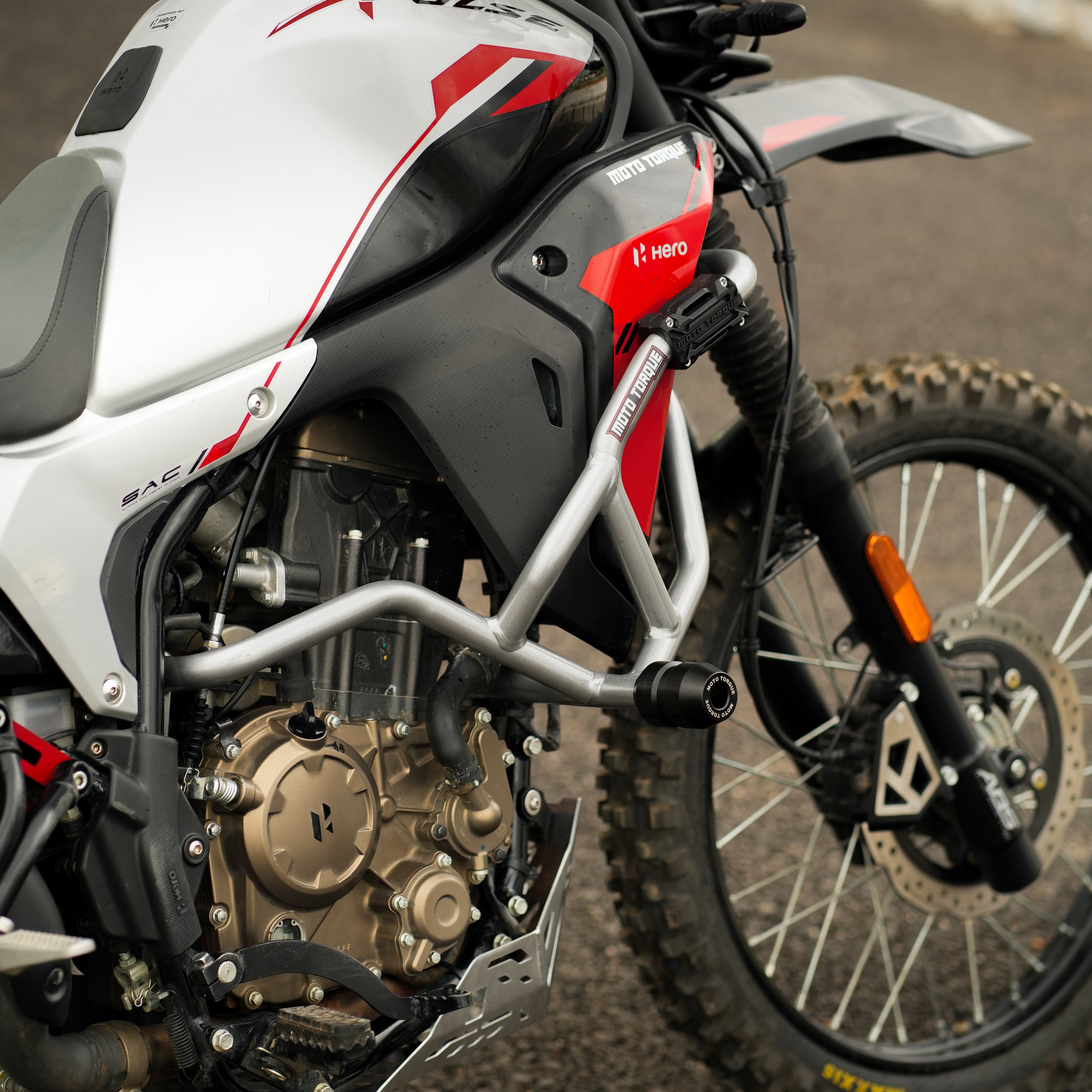 MotoTorque Titan X Crash Guard (Silver) for Hero Xpulse 210 — Frame & Engine Protection