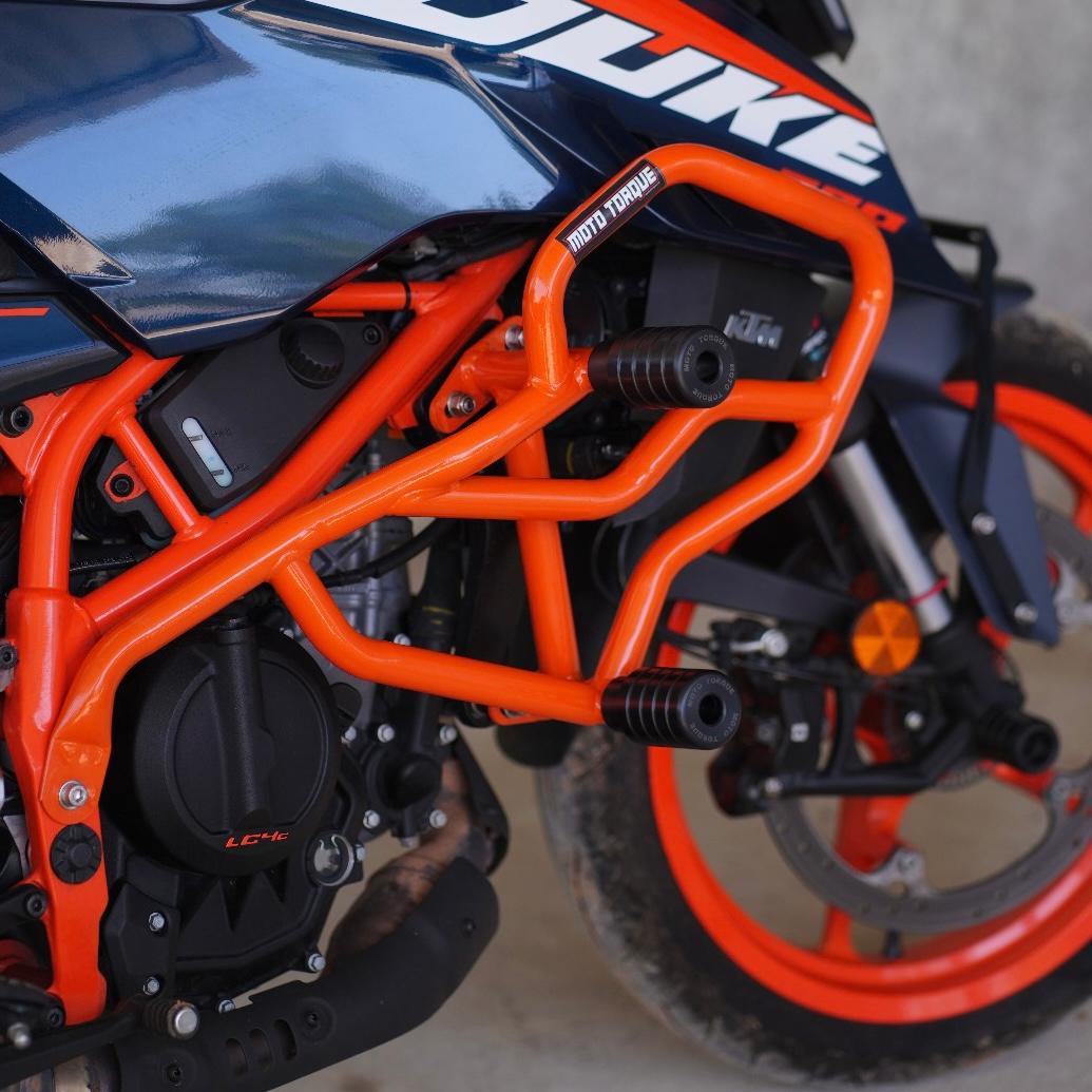 MotoTorque Thor Crash Guard (Orange) for KTM Duke 250/390 Gen-3 — Frame & Engine Protection