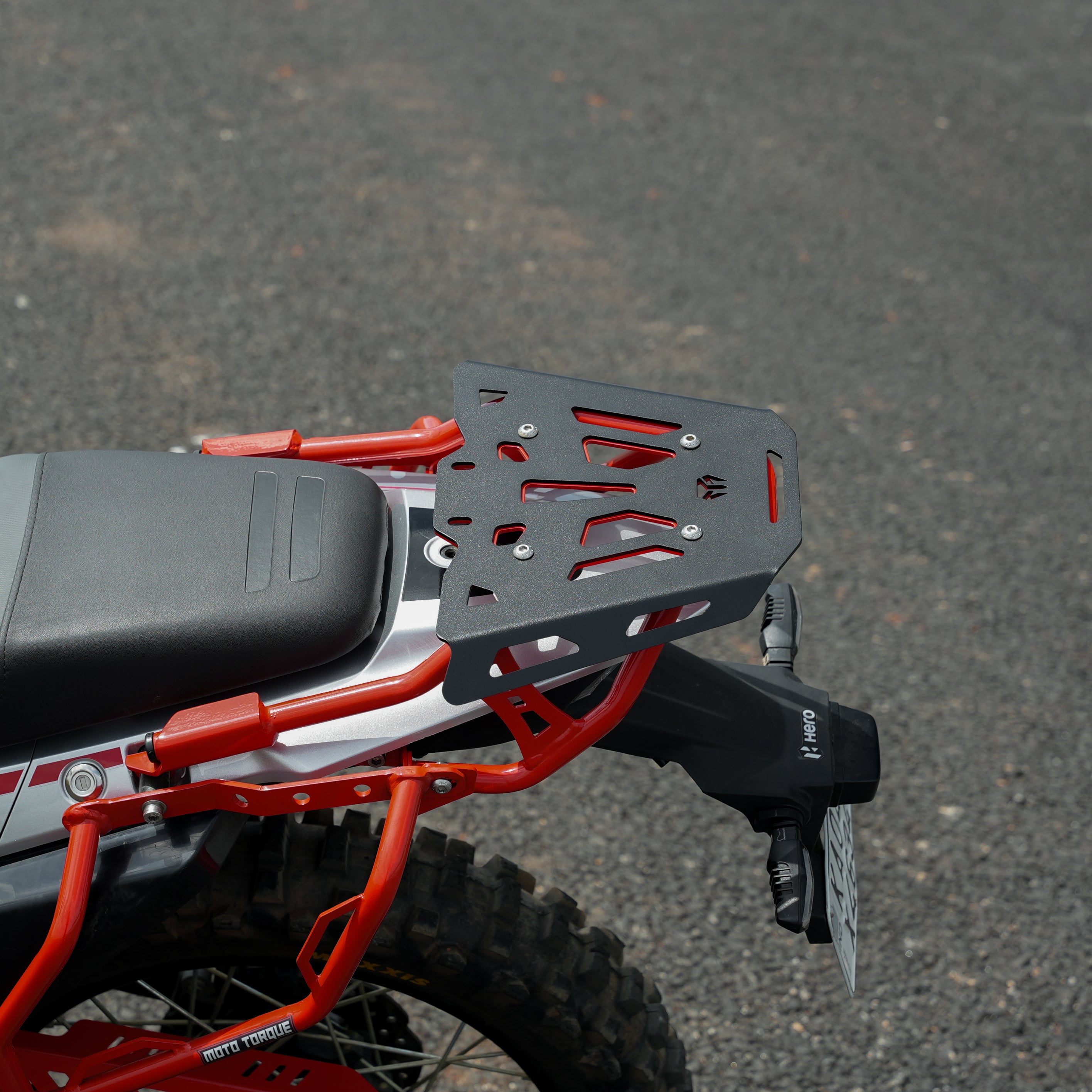 MotoTorque Back Carrier (Red) for Hero Xpulse 210 — Luggage Carrier