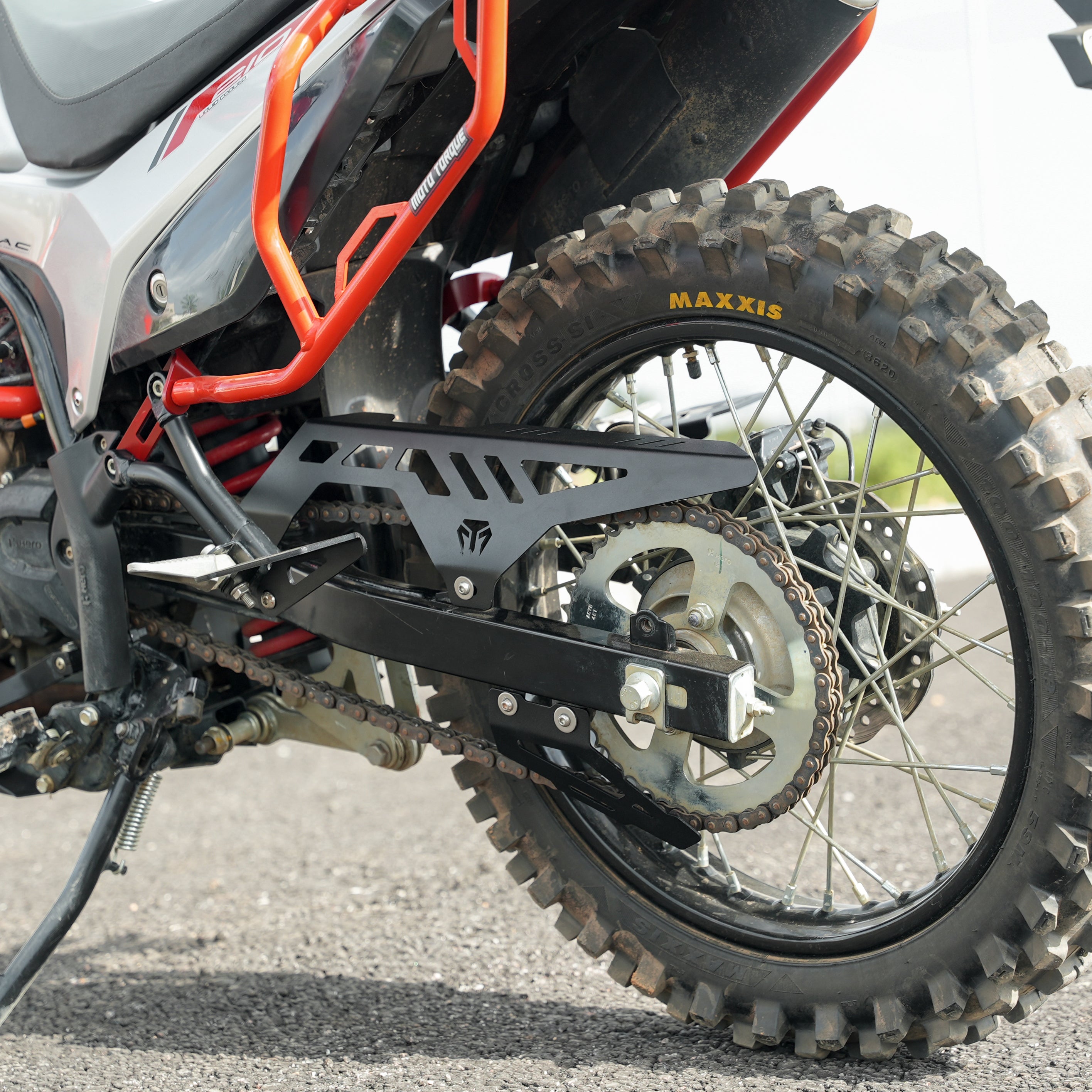 MotoTorque Chain Guard (Black) for Hero Xpulse 210 — Chain Protection