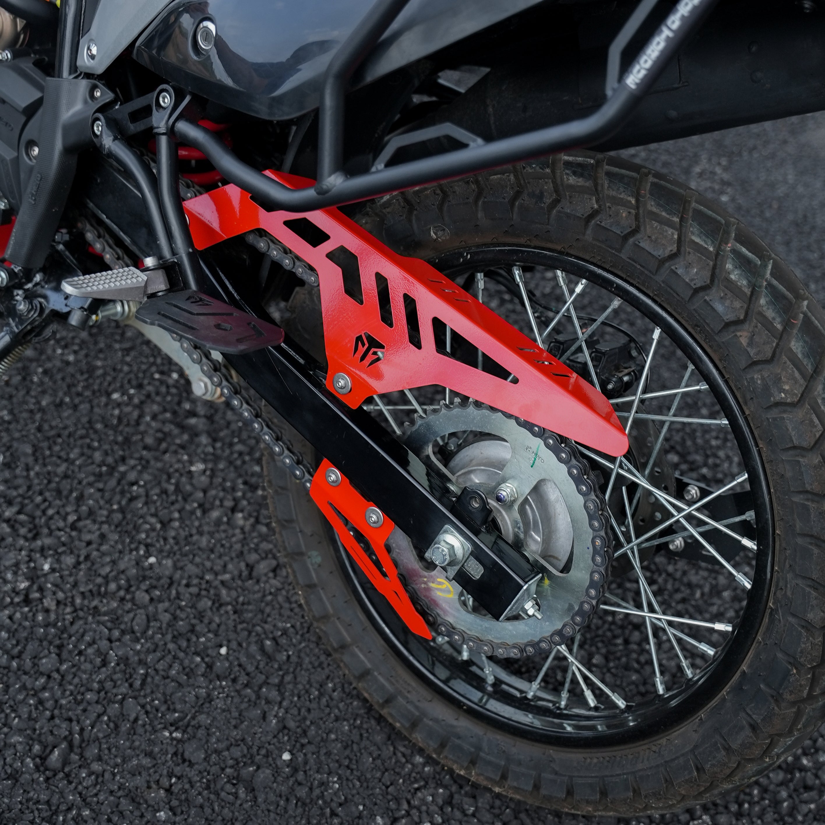 MotoTorque Chain Guard (Red) for Hero Xpulse 210 — Chain Protection