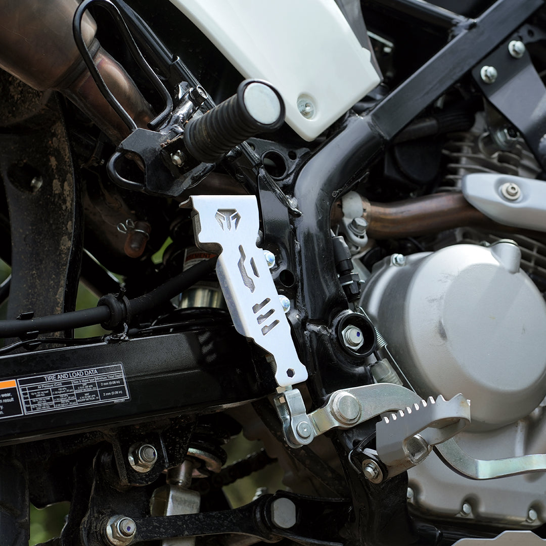 MotoTorque Aluminium Rear Master Cylinder Guard for Kawasaki KLX 230 - fitted