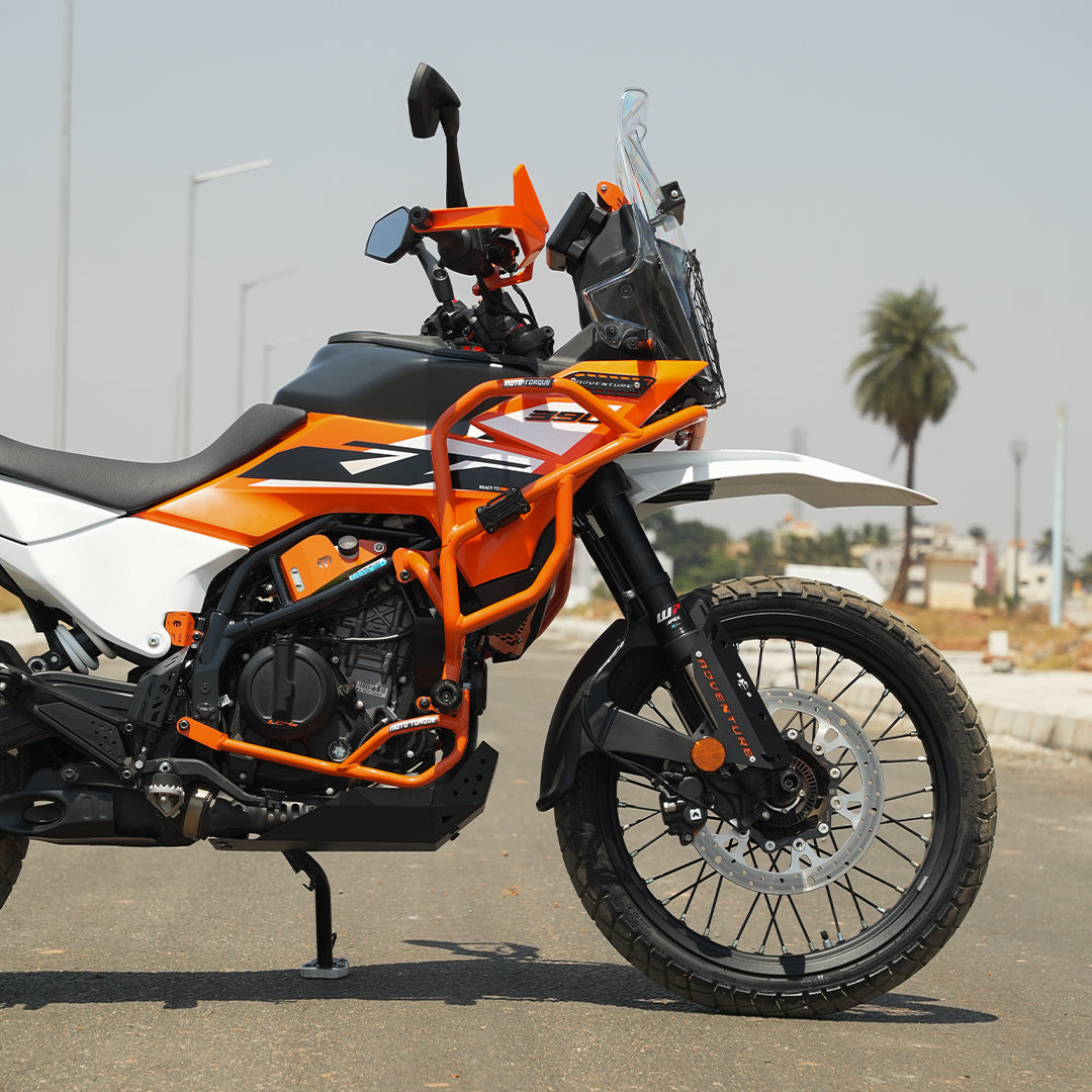 MotoTorque Crash Guard (Orange) for KTM 390 Adventure (2025) — Frame & Engine Protection