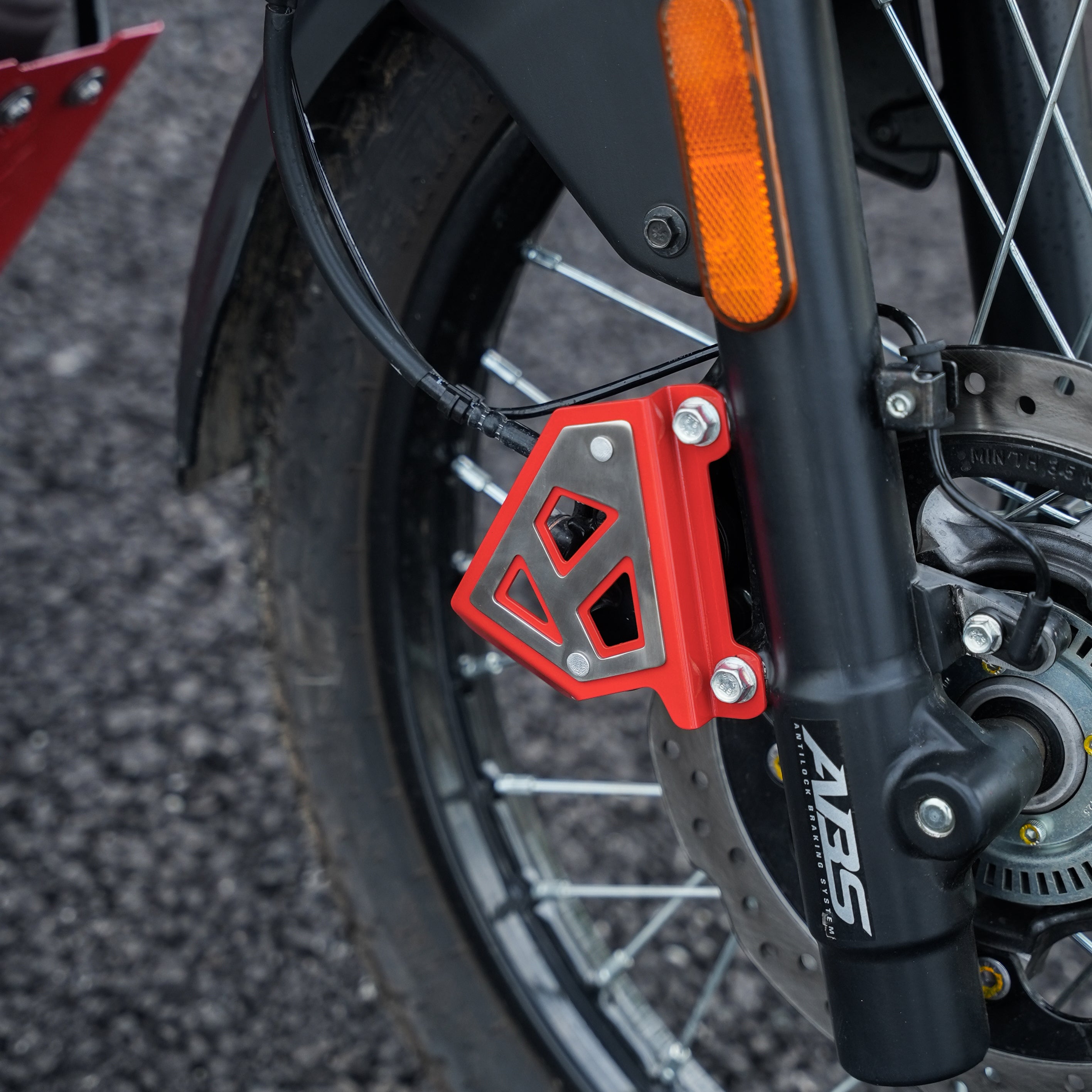 MotoTorque Front Caliper Guard (Red) for Hero Xpulse 210 — Brake Caliper Protection