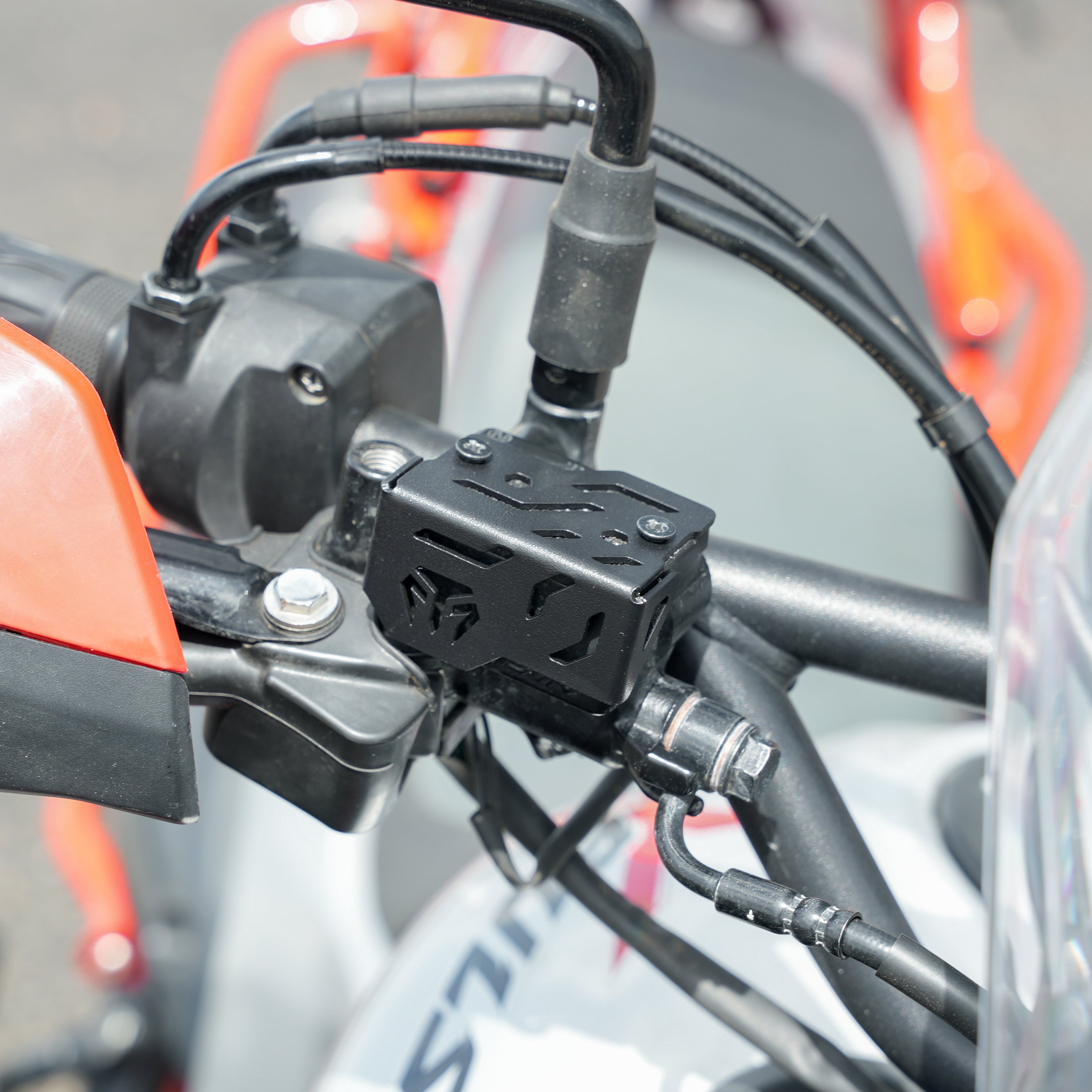 MotoTorque Front Master Cylinder Guard (Mild Steel) for Hero Xpulse 210 — Brake Reservoir Protection