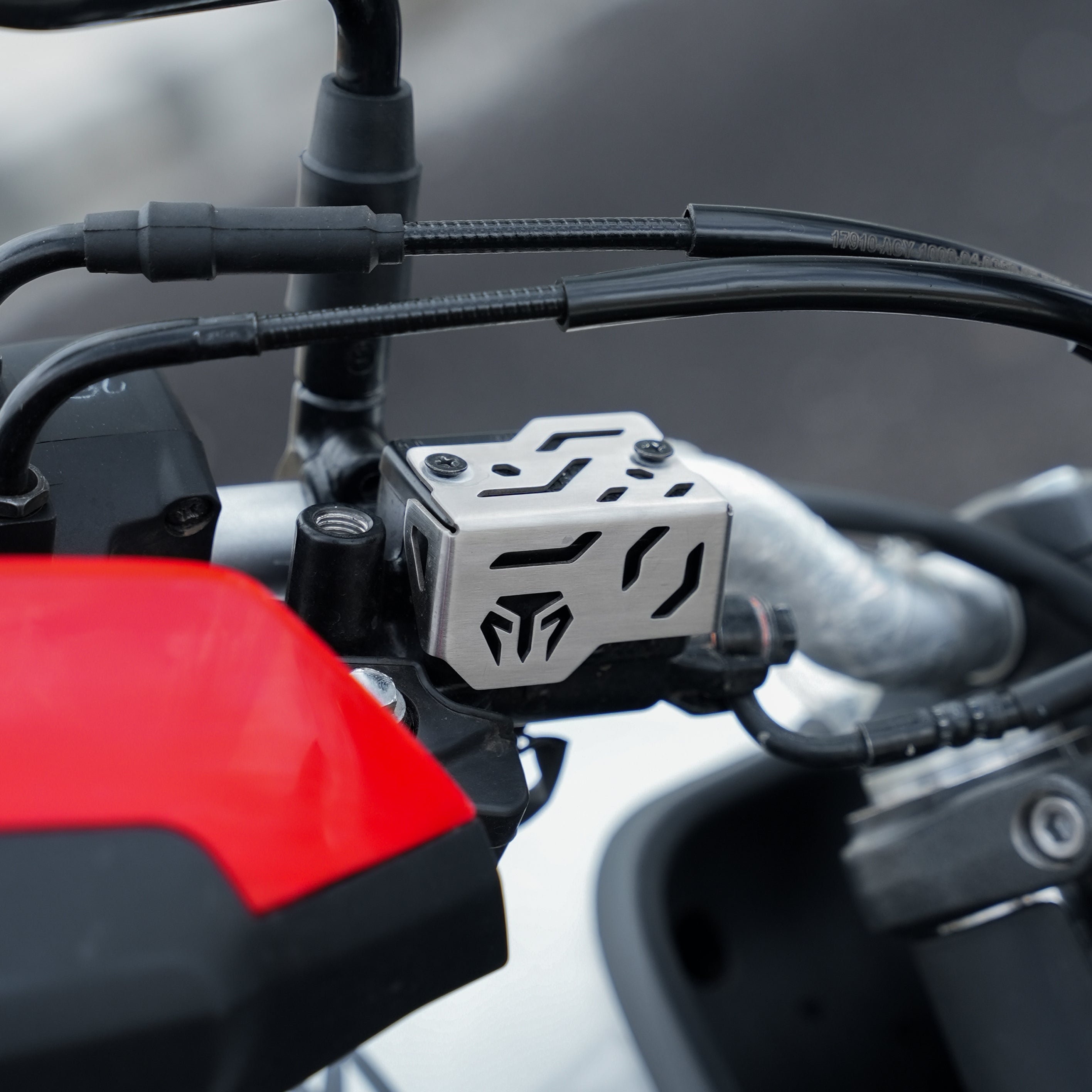 MotoTorque Front Master Cylinder Guard (Stainless Steel) for Hero Xpulse 210 — Brake Reservoir Protection