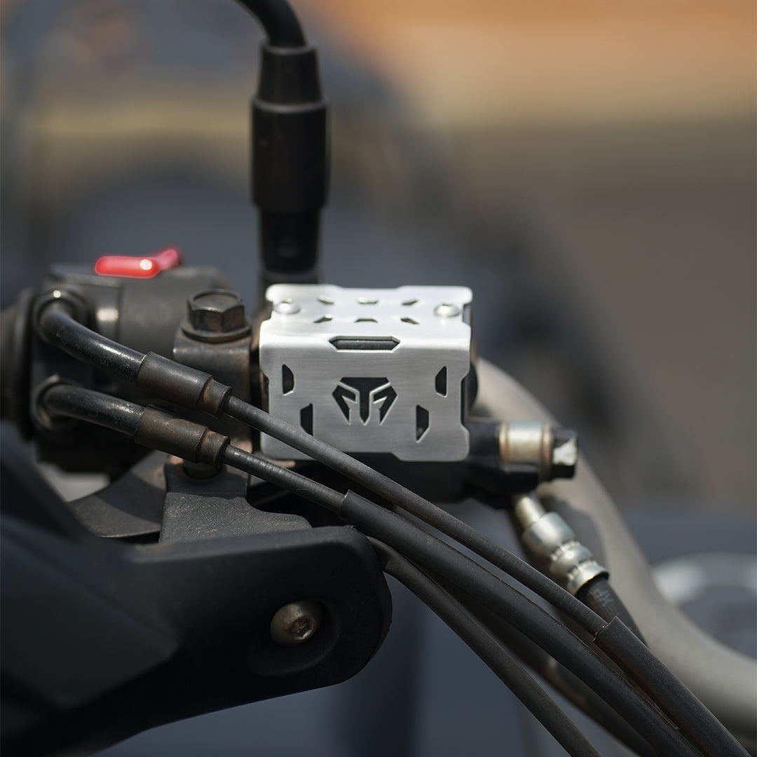 MotoTorque Front Master Cylinder Guard (Stainless Steel) for Honda CB200X — Brake Master Cylinder Protection