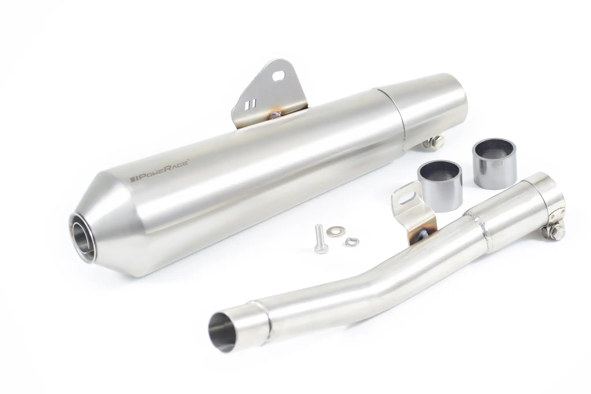 Powerage slip-on exhaust with de-cat pipe for Royal Enfield Bear 650, cone type