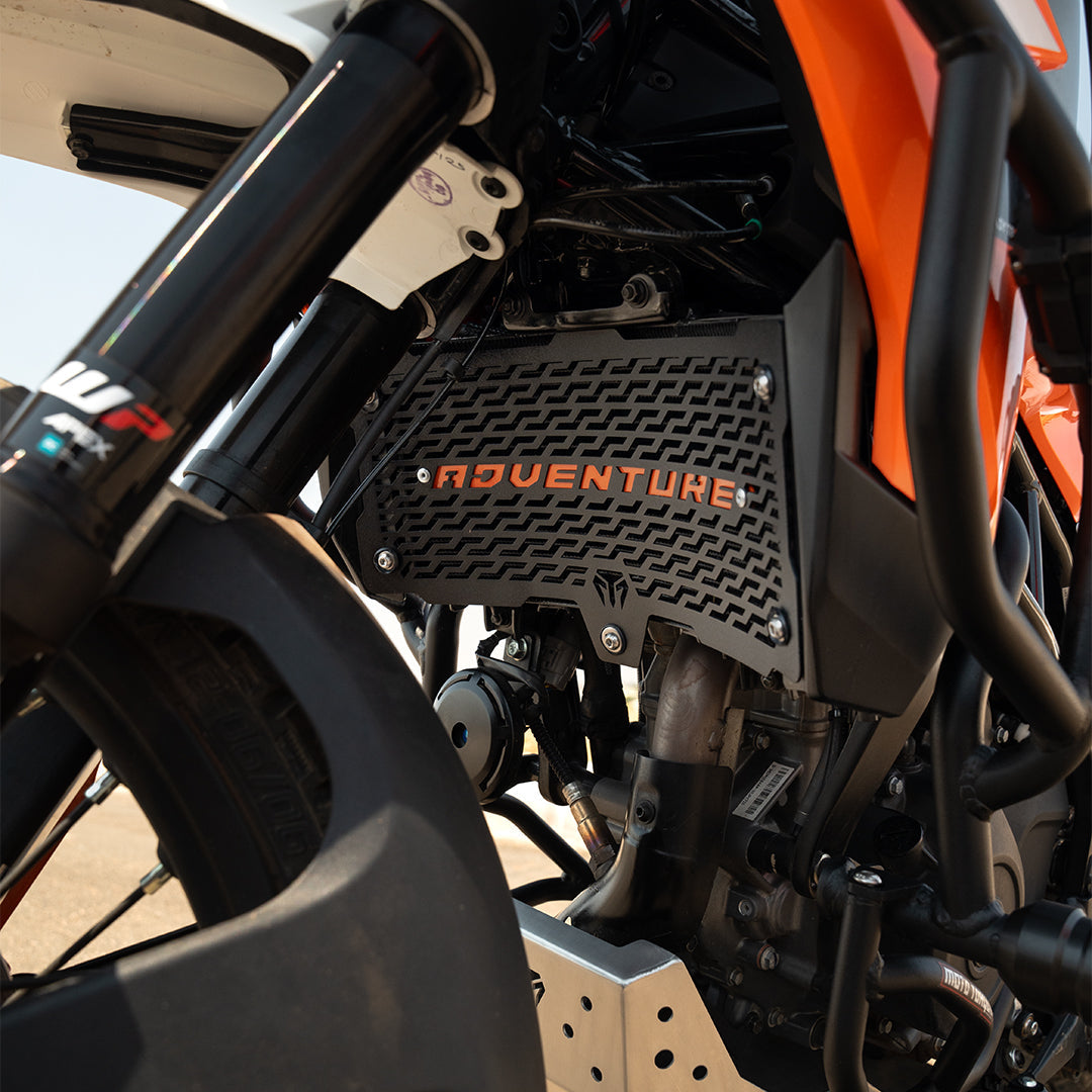 MotoTorque Radiator Guard (Mild Steel, Black) for KTM 390 Adventure (2025) — Radiator Protection