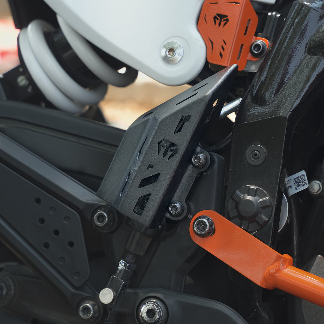 MotoTorque Rear Master Cylinder Guard (Mild Steel, Black) for KTM 390 Adventure (2025) — Brake Reservoir Protection